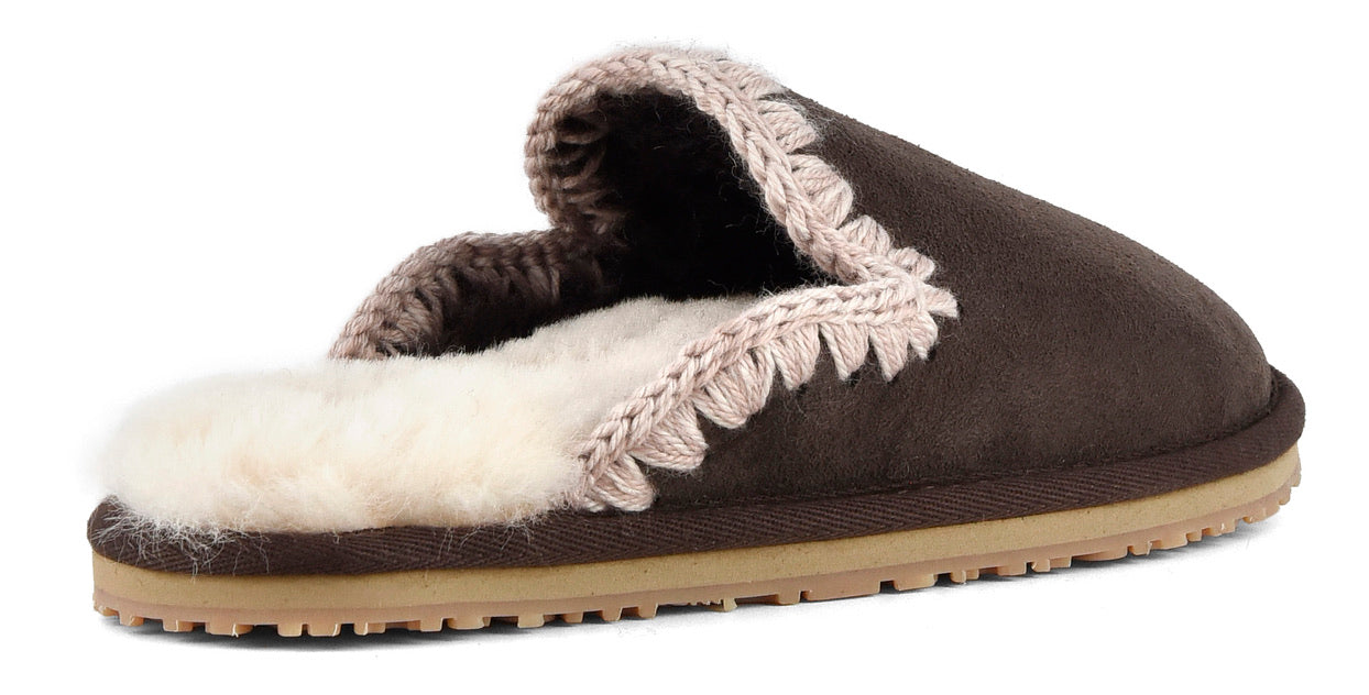 Mou Boots Suede Slipper Eskimo Stitch - Mocha