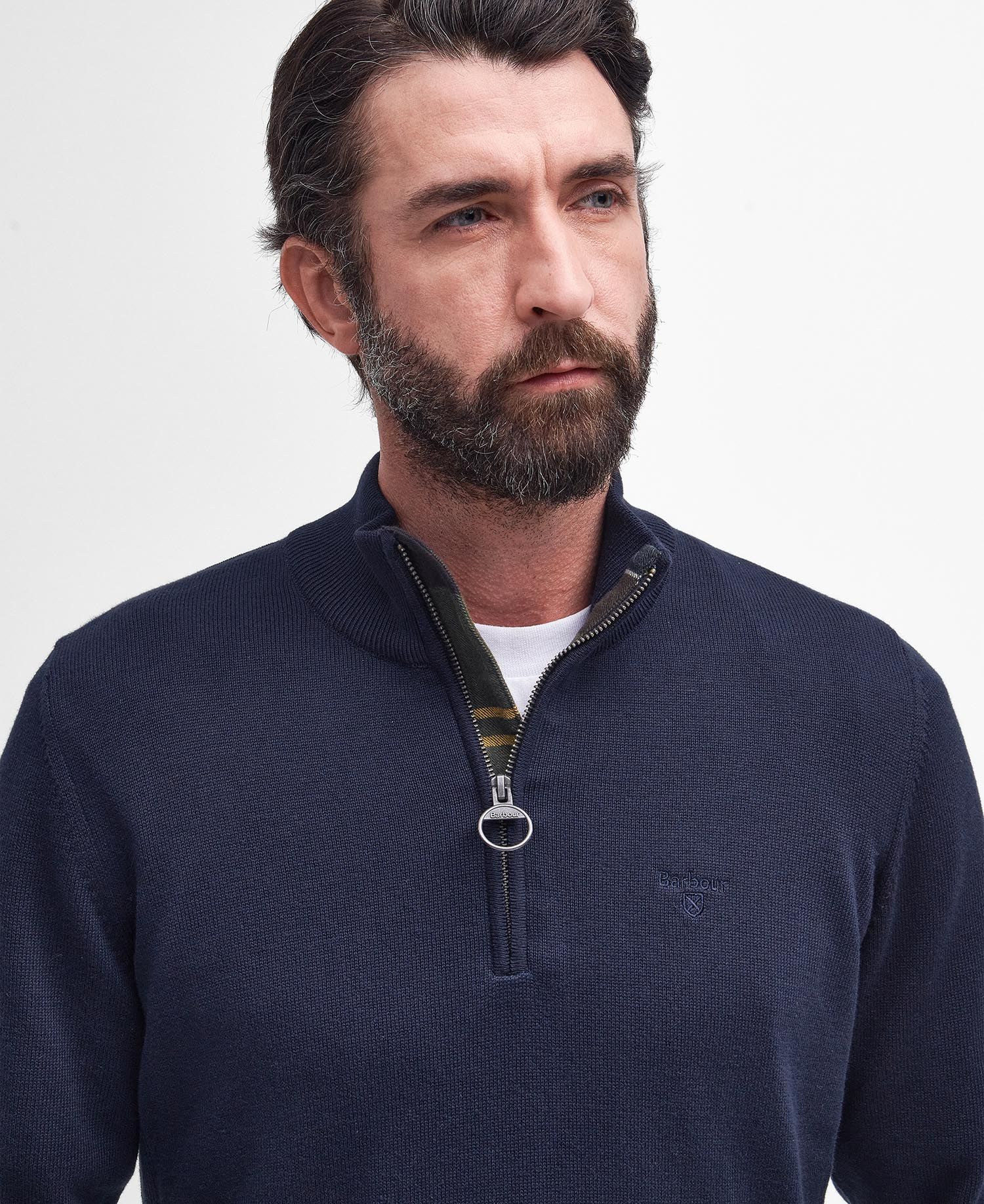 Barbour Cotton Half Zip Jumper - Navy