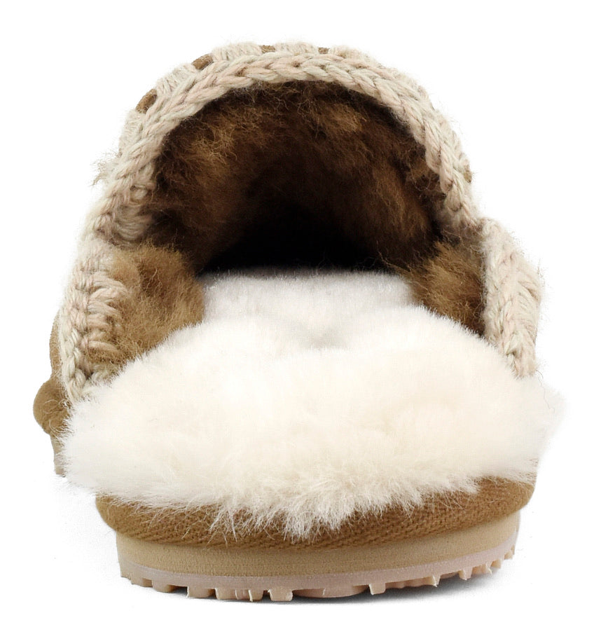 Mou Boots Suede Slipper Eskimo Stitch - Cognac