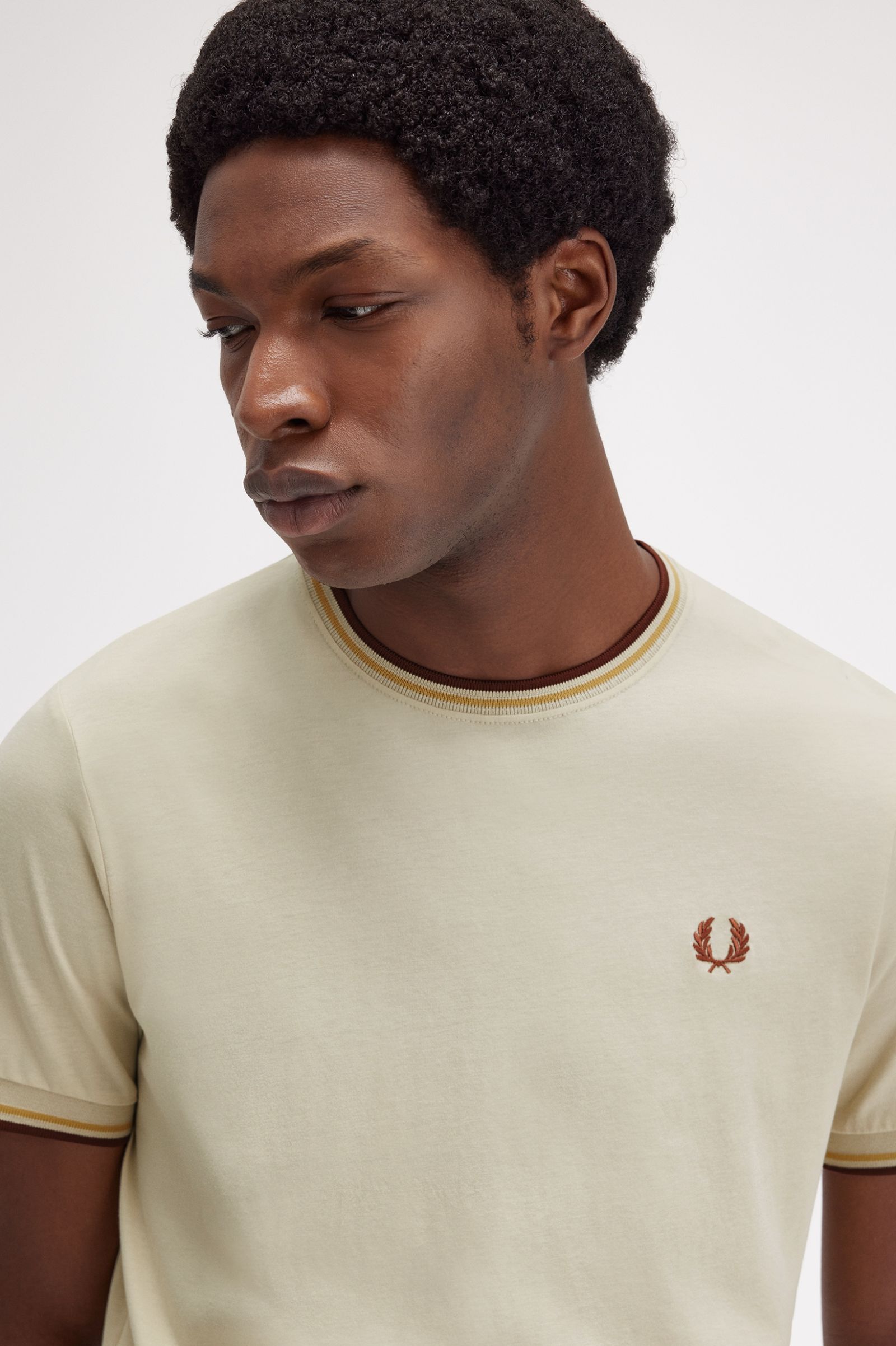 Fred Perry Twin Tipped T-Shirt - Ecru/Honeycomb