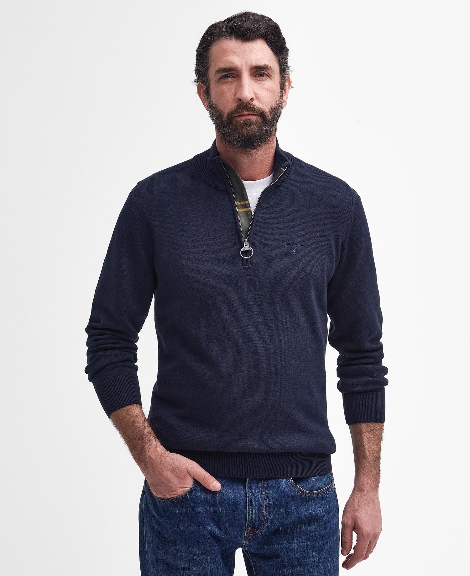 Barbour Cotton Half Zip Jumper - Navy