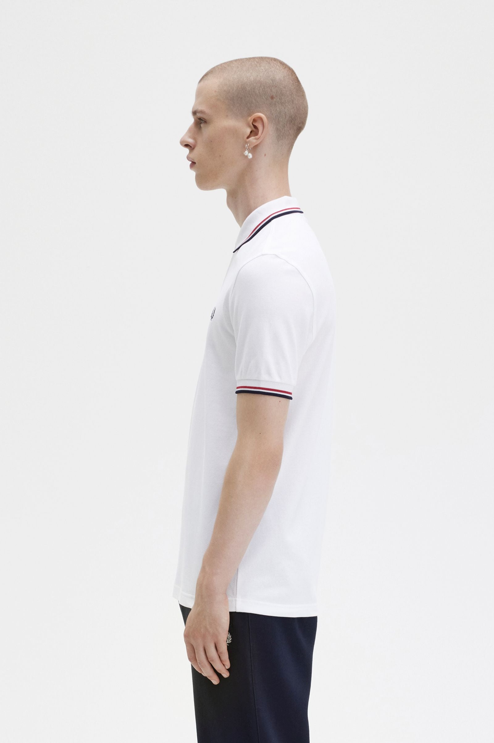 Fred Perry Twin Tipped Polo Shirt White Red Navy Spiders Whitby