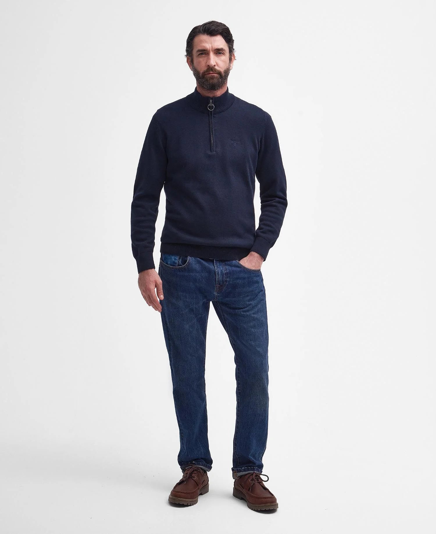 Barbour Cotton Half Zip Jumper - Navy