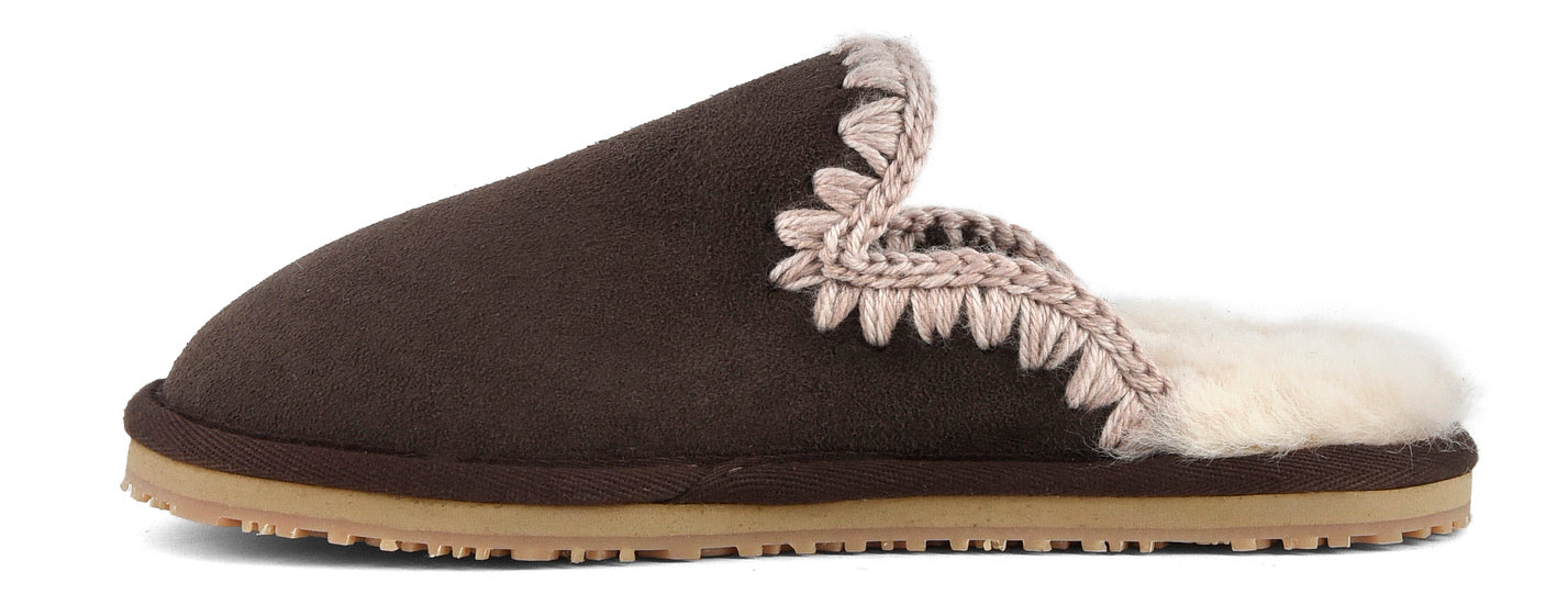 Mou Boots Suede Slipper Eskimo Stitch - Mocha