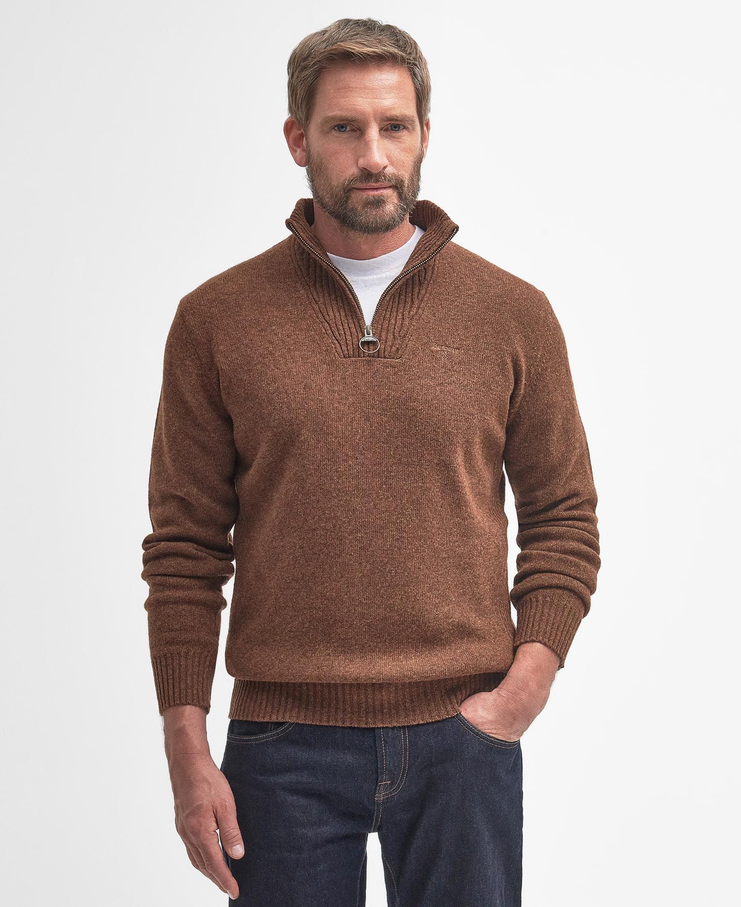 Barbour essential lambswool half zip sweater sale