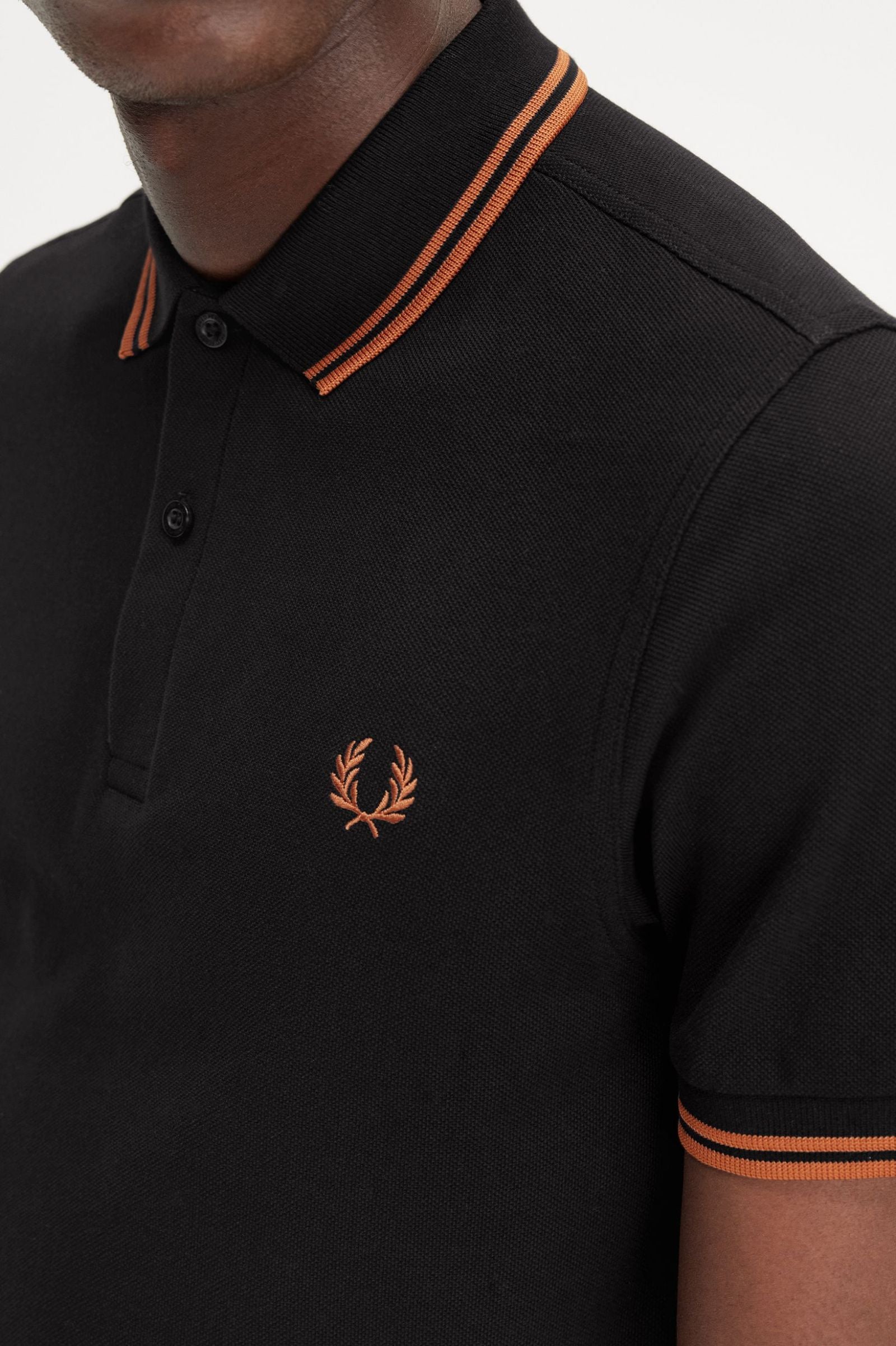 Fred Perry Twin Tipped Polo Shirt - Black/Marmalade