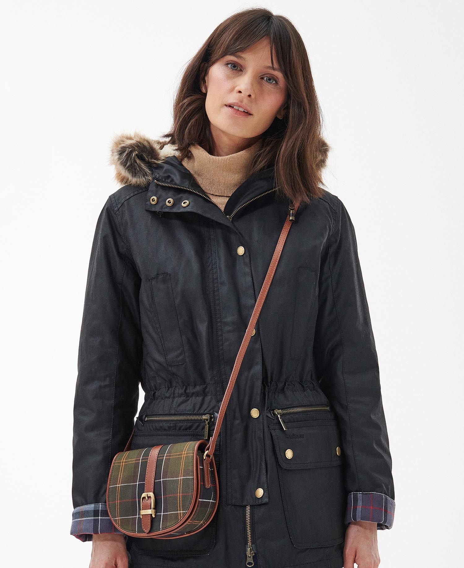 Barbour Katrine Tartan Leather Saddle Bag - Classic Tartan