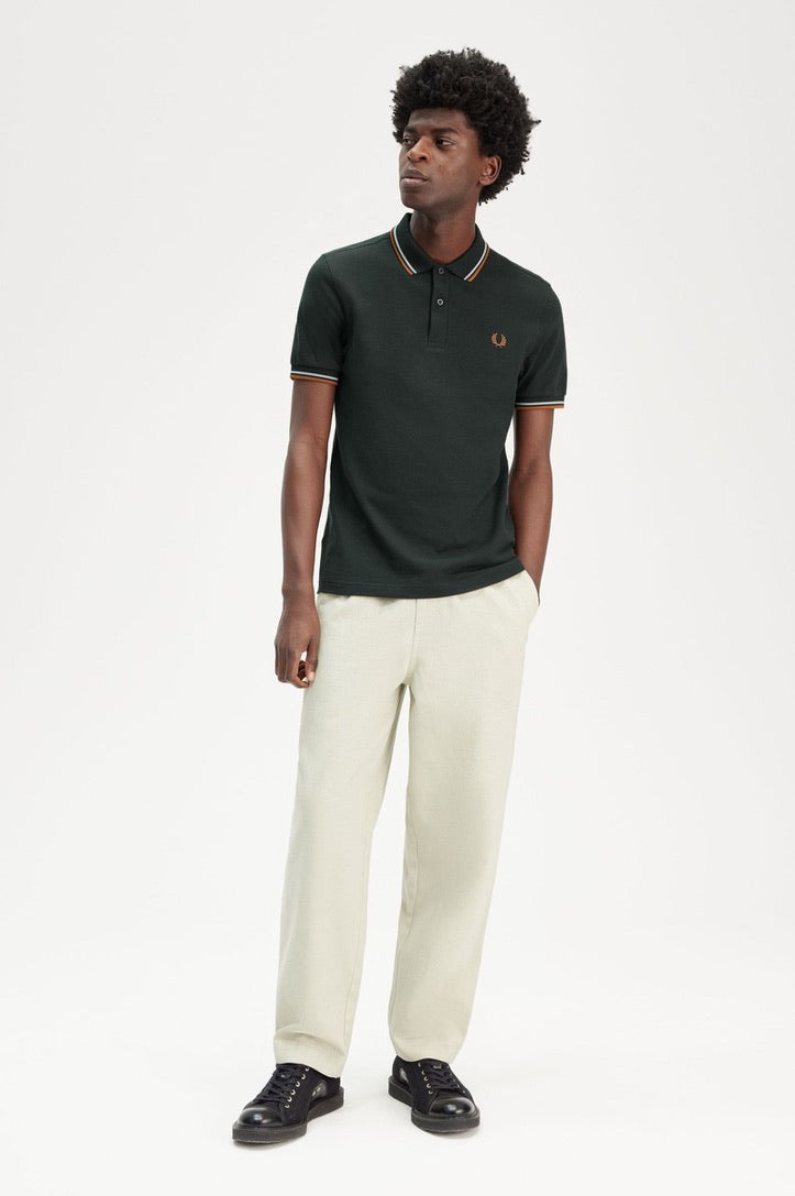 Fred Perry Twin Tipped Polo Shirt - Night Green/Marmalade