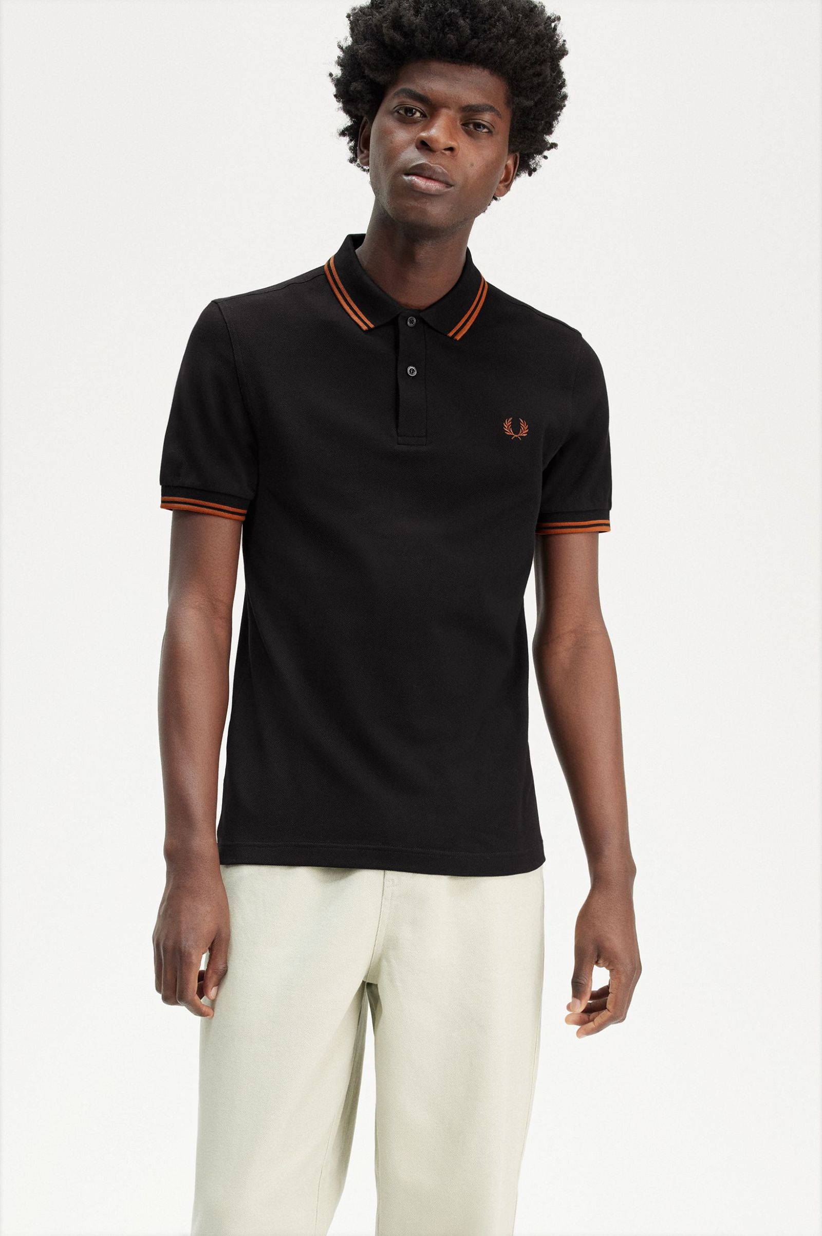 Fred Perry Twin Tipped Polo Shirt - Black/Marmalade