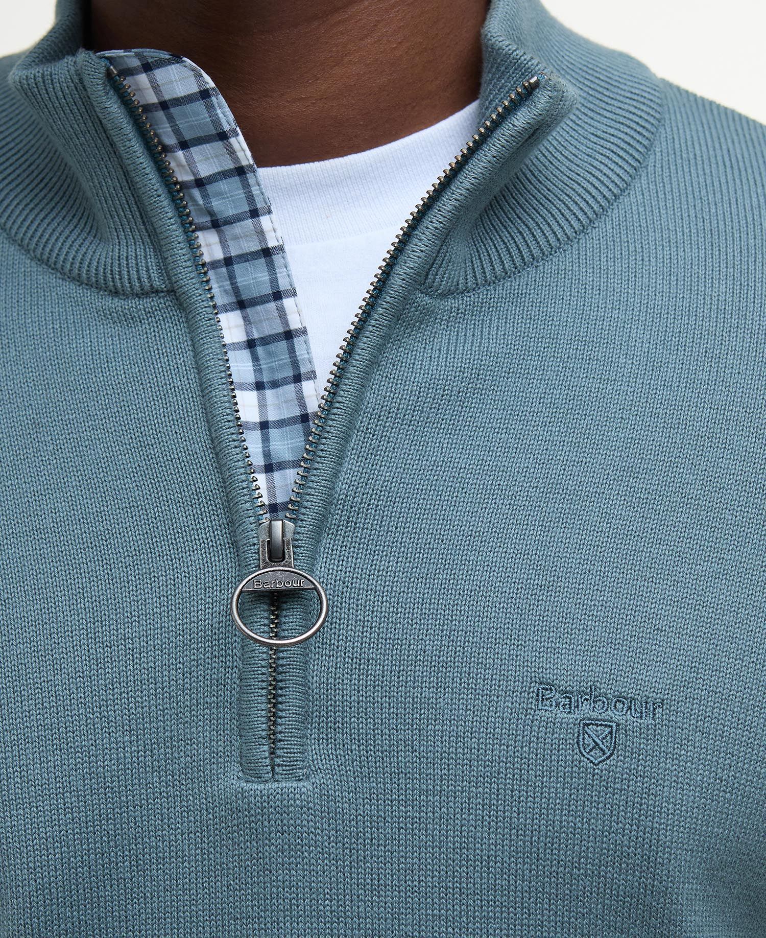 Barbour Cotton Half Zip Jumper - Vintage Teal