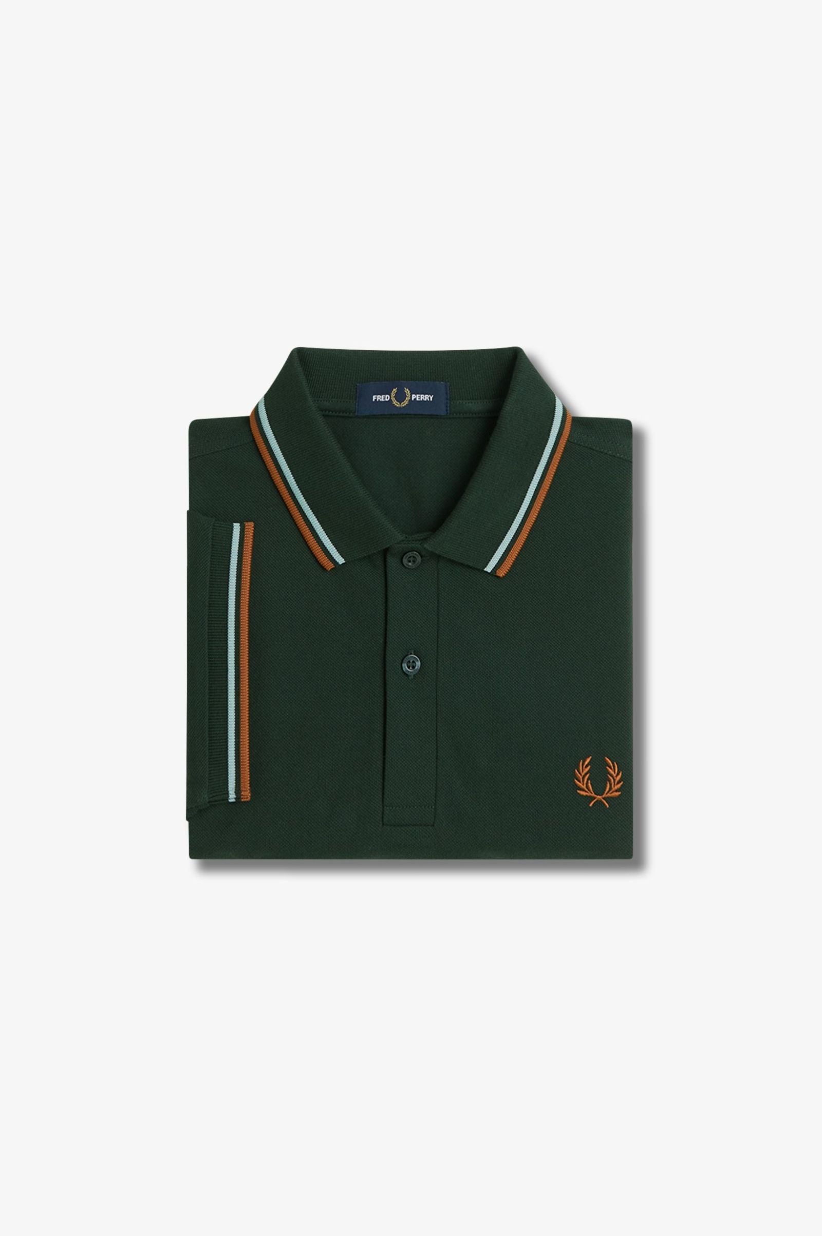 Fred Perry Twin Tipped Polo Shirt - Night Green/Marmalade