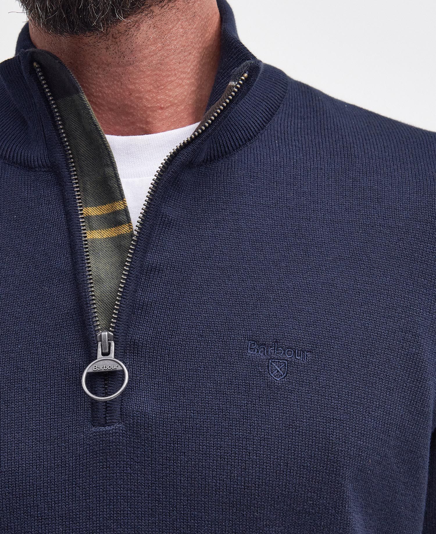 Barbour Cotton Half Zip Jumper - Navy