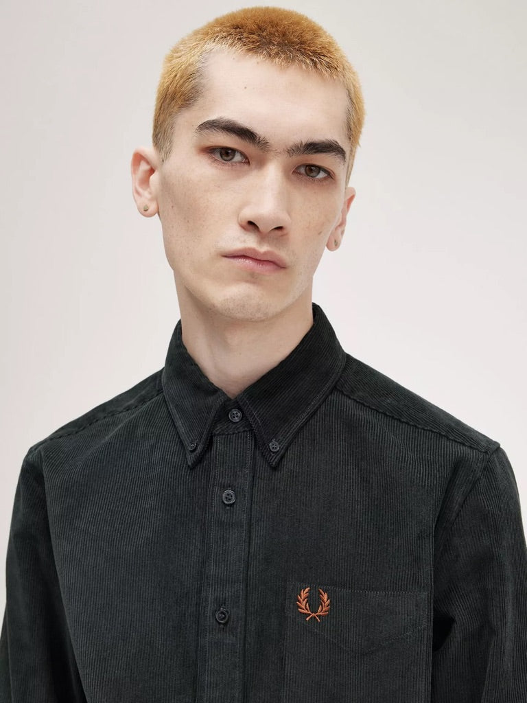 Fred Perry Corduroy Shirt - Night Green