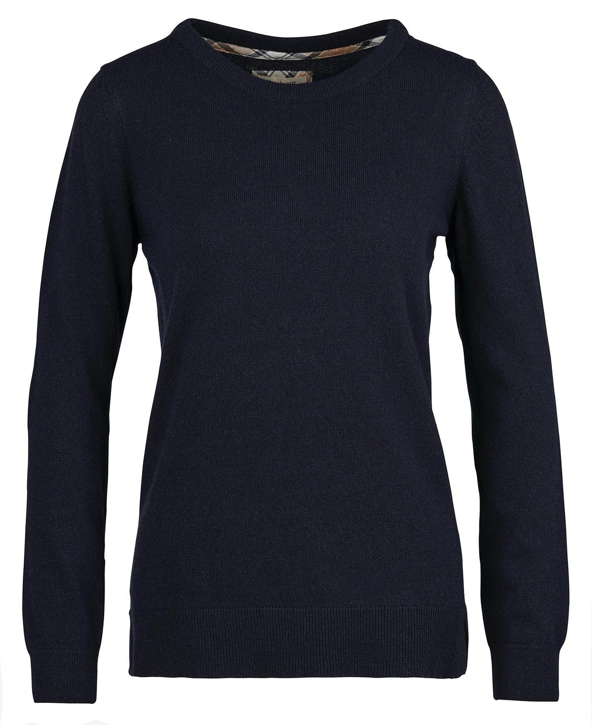 Barbour Pendle Crew Knit - Navy/ Rosewood | Spiders Whitby