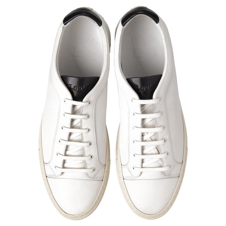 Loake Dash Leather Trainers - White Calf Leather | Spiders Whitby